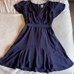 Francesca’s Blue Rain Navy Ruffle Dress